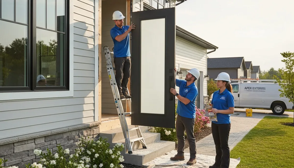 Professional vinyl siding and door installation in Brooklyn, NY by Next Level Exteriors