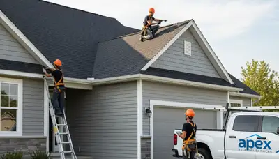 Roof inspection expert assessing residential shingles in Brooklyn, NY for Next Level Exteriors